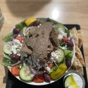 Large Greek Salad with Gyro Meat