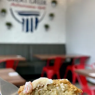 Inside of thin disc falafel, I personally wasn&apos;t a fan