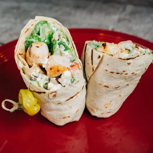 Greek Salad Wrap w/ Shrimp