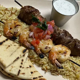 Rice, Meat, shrimp