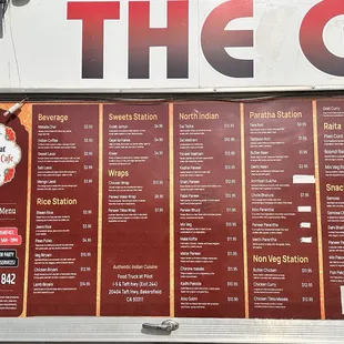The menu