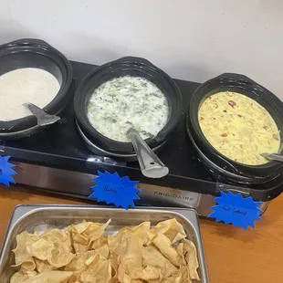 Rice pudding, raita, fruit custard and papad