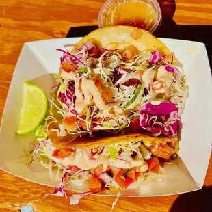 Ole Manny's Seafood Shack - shrimp &amp; fish tacos