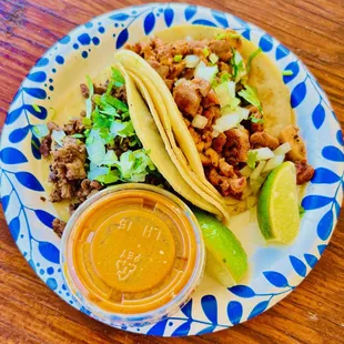 El Fuego asada &amp; chicken tacos (these were very salty)