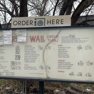 Drive Thru Menu
