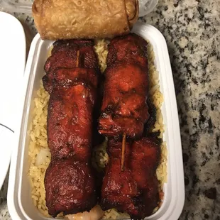 Chicken Teriyaki w/ shrimp fried rice and a shrimp roll