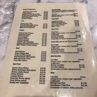menu