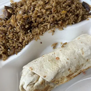 Food: Chicken Shawarma with a side of benachin