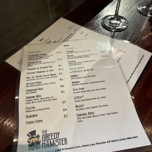 menu and wine glass