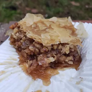 Yia Yia&apos;s Baklava: Layered Phyllo Dough filled with Chopped Nuts and sweetened with Honey Syrup