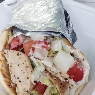 Grilled Chicken Gyro Sandwich: Greek Marinated Chicken Breast, with Lettuce, Tomato, Onion &amp; Tzatziki