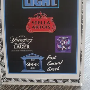 Beer menu