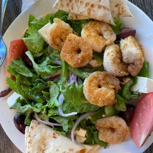 Greek salad with shrimp