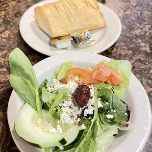 Small Greek Salads with bread