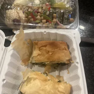 Spanakopita and side sampler