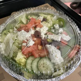 Greek Salad and Pizza