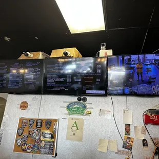 the menus on the wall