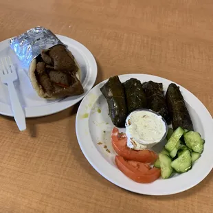 Classic Gyro and Dolmades