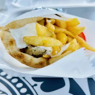 a pita filled with french fries
