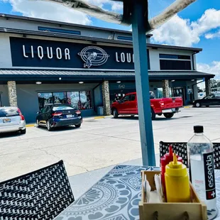 the outside of a liquor lounge
