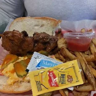 Memphis Honey Hot Chicken w/ Pimento Cheese Sandwich. Really good. Fresh cut French Fries too!!!