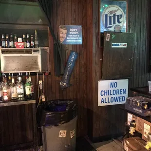a bar with a sign that says no children allowed