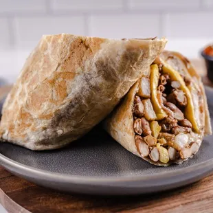 two burritos on a plate