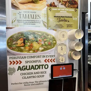 New offerings - tamales and chicken rice cilantro soup!