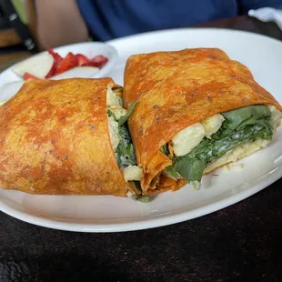 Vegan tomato basil breakfast wrap