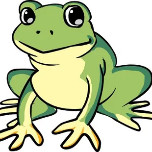 a green frog with big eyes