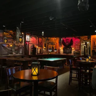 a pool table and a pool table