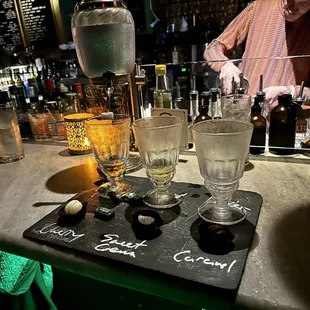 Absinthe flight with chocolate pairings