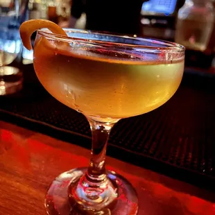 Eye of gold with mezcal and amaretto