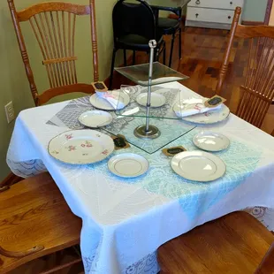 a table set for four