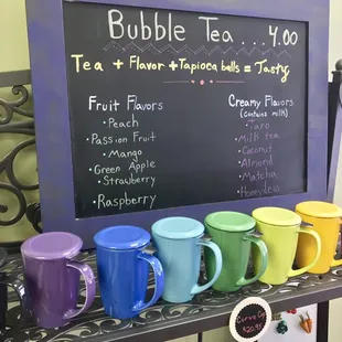 Bubble tea menu