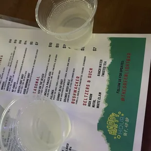 Menu with gummy bear shots