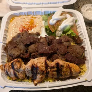 Gyro meat combo with chicken skewer