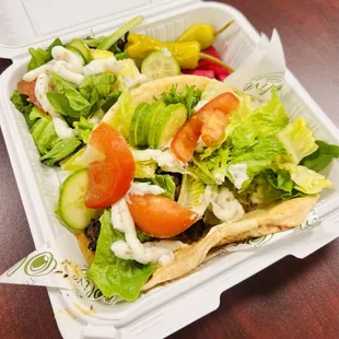 Beef Kabob wrap with side salad