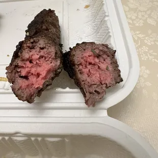 Raw Kafta and burnt on the outside