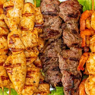 Chicken Kabob Skewers 
Beef Kabob Skewers
Shrimp Kabob Skewers