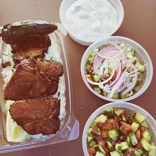 a meal of meat and vegetables