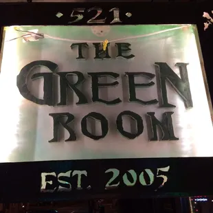 the sign for the green room