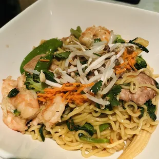 Asian Noodles with Pork and Shrimp