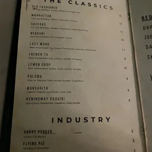 menu