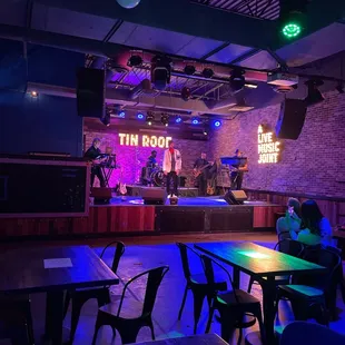 a band playing on stage