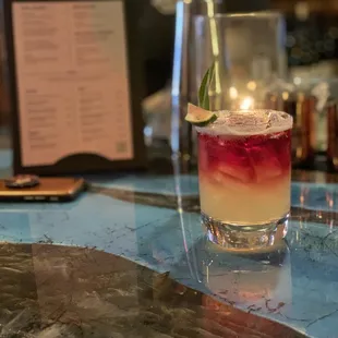 a cocktail on the bar