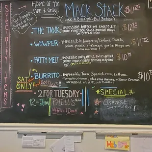 Part of the menu board