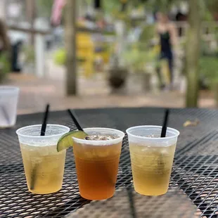 three drinks on a table