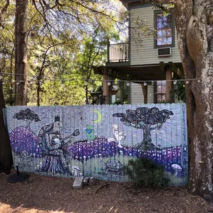 a tree house in the background