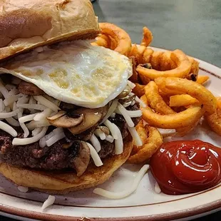 Mushroom Burger make it a breakfast sandwich by adding an egg, sooo good!